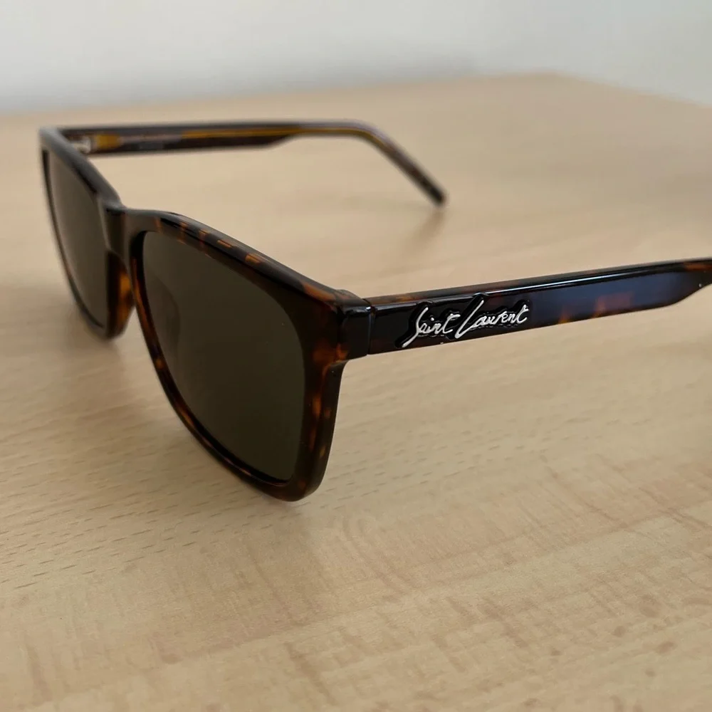 Saint Laurent Brown Tortoiseshell Havana Grey Lens Sunglasses BNWOT Unisex Paris - Picture 3 of 14